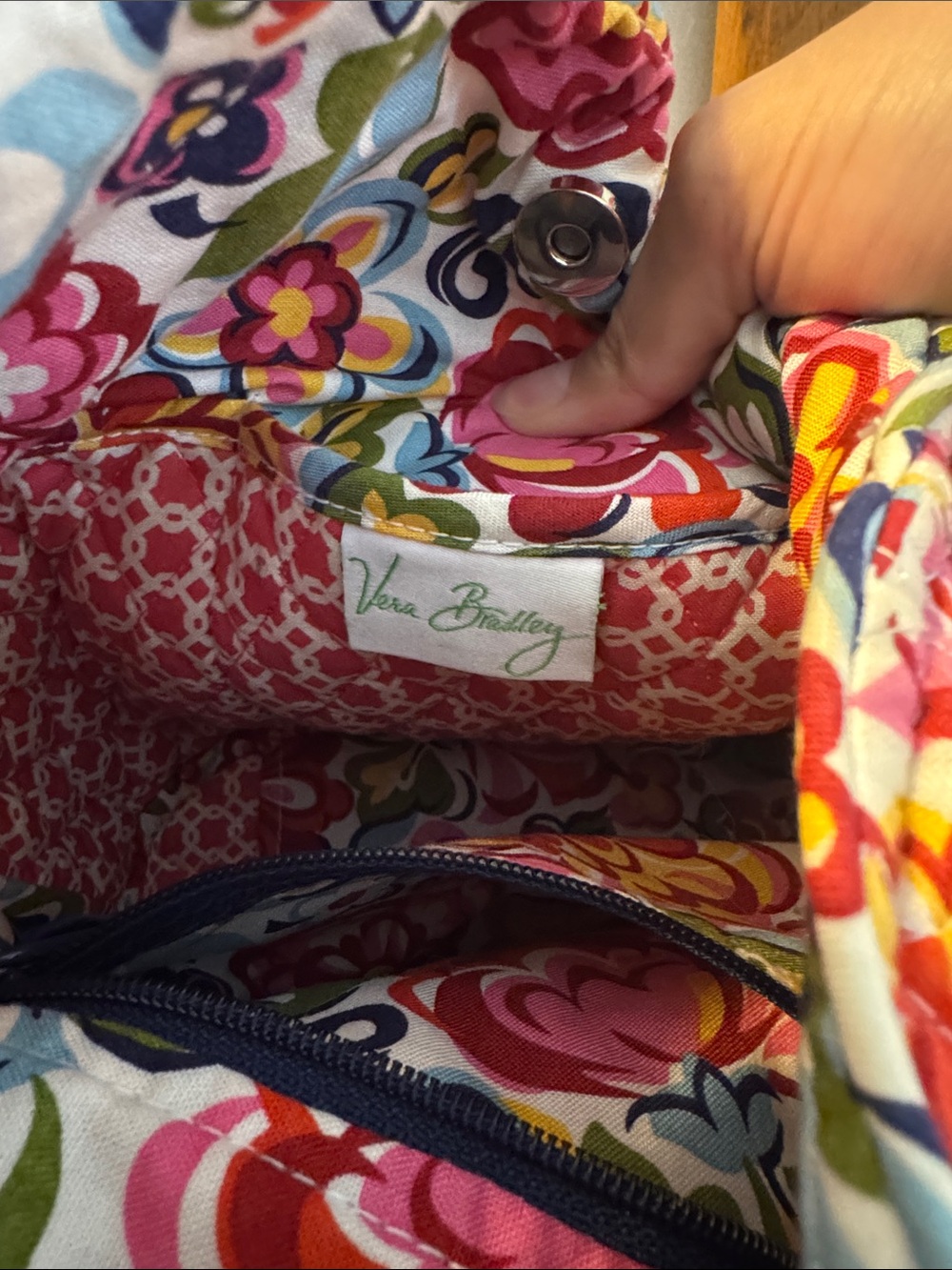 Vera Bradley Floral Quilted Tote - Red, Pink, Green, Yellow, Blue - Picture 6 of 7